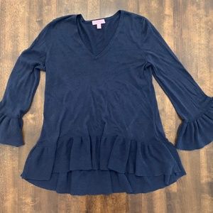 Lily Pulitzer Navy Blue Long Bell Sleeve  Sweater Size Small